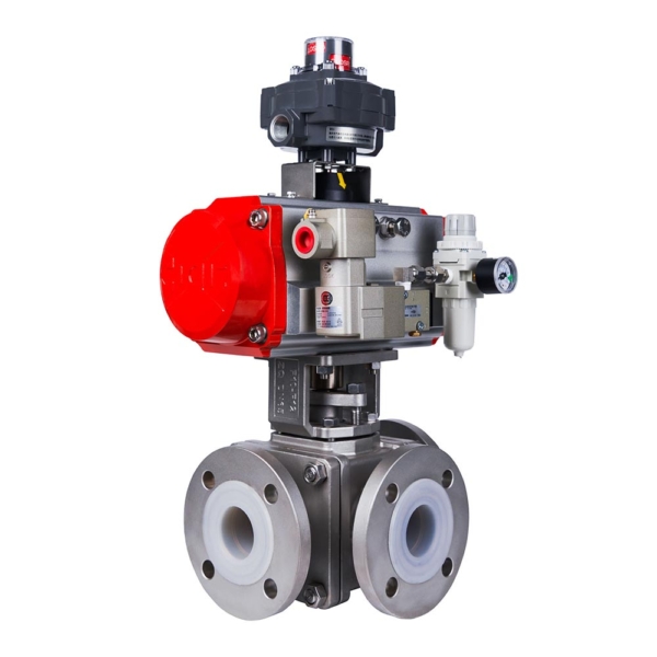 ZPRF FEP Lined Pneumatic Way Reversing Ball Valve