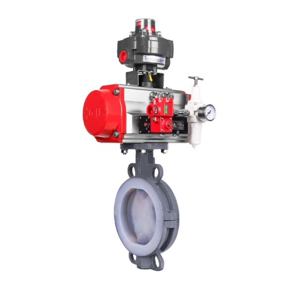 ZPRF FEP Lined Pneumatic Wafer Type Butterfly Valve