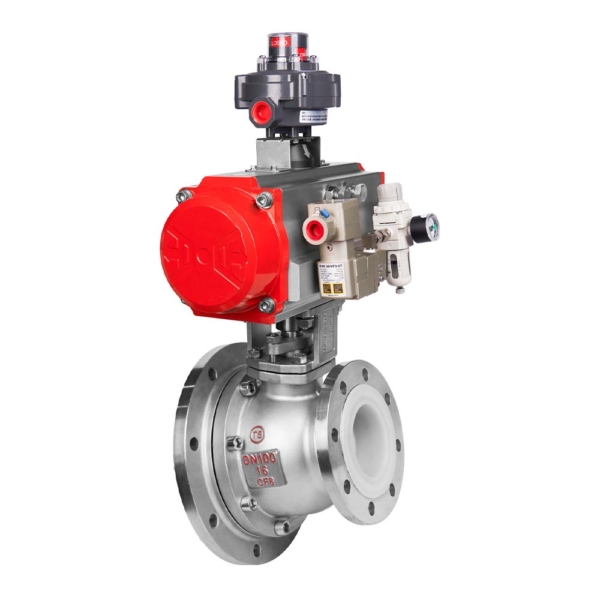 ZPRXF PFA Lined Pneumatic Inclined Stem Discharge Ball Valve